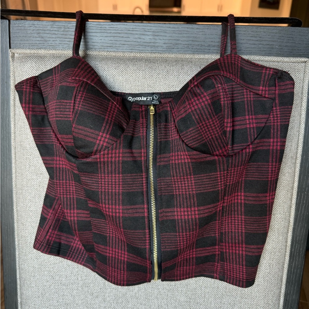 Plaid print cropped top